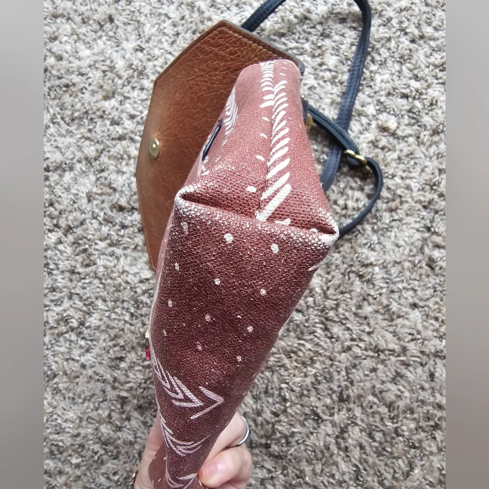R.Riveter american handmade black leather and brown and ethnic crossbody‎ bag